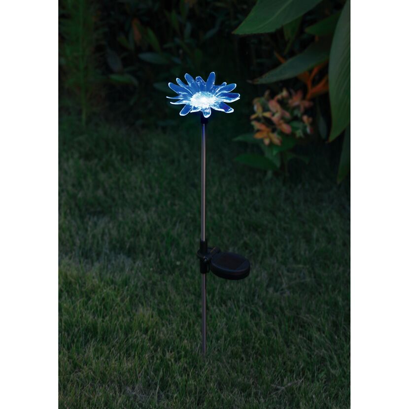 Solarleuchte Blume mit blauem Licht