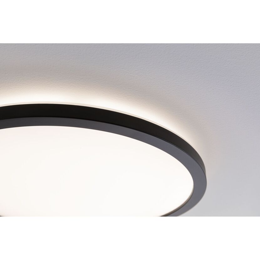 Nahaufnahme des runden LED-Panels 'Atria' mit warmweißem Licht.