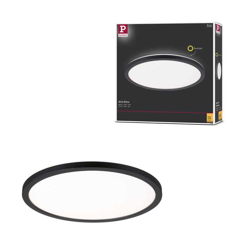LED-Panel 'Atria' mit schwarzem Rahmen und Verpackung