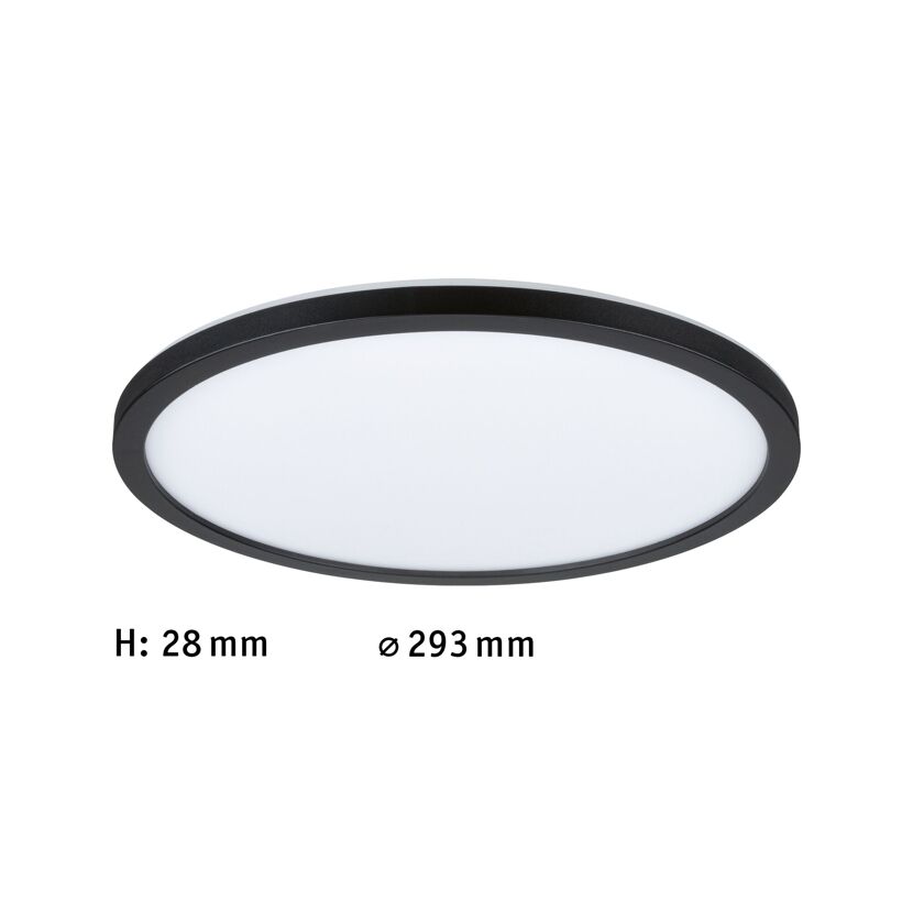 Flache, runde LED-Deckenleuchte mit schwarzem Rahmen