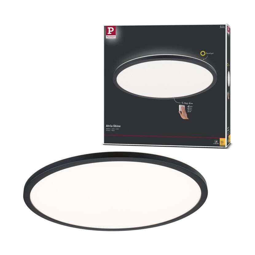 LED-Panel 'Atria Shine Backlight Warmweiß' 22 W schwarz