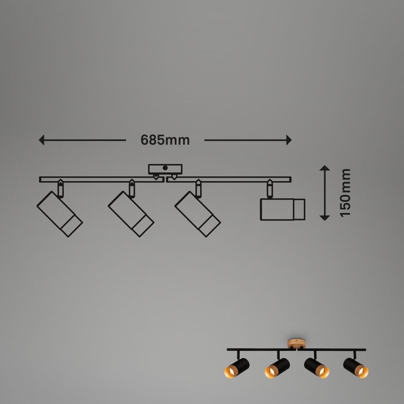 LED-Spotleuchte 'Plek' schwarz 76 x 9 x 15 cm GU10 4-flammig