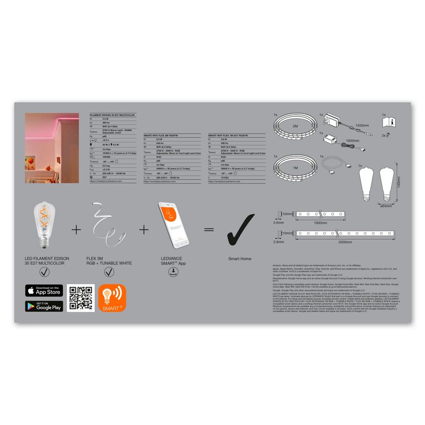 LED-Lampe 'Smart+ WiFi FLEX AND FIL KIT'