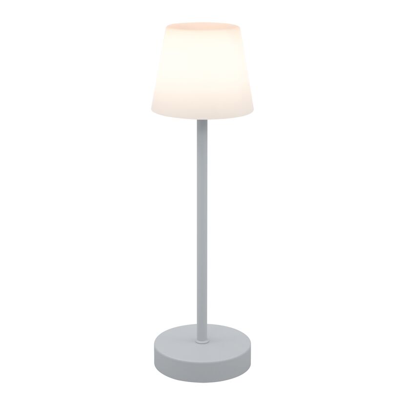Akku-LED-Tischleuchte 'Marlo' grau/weiß mit USB-Ladekabel Ø 11 x 38 cm