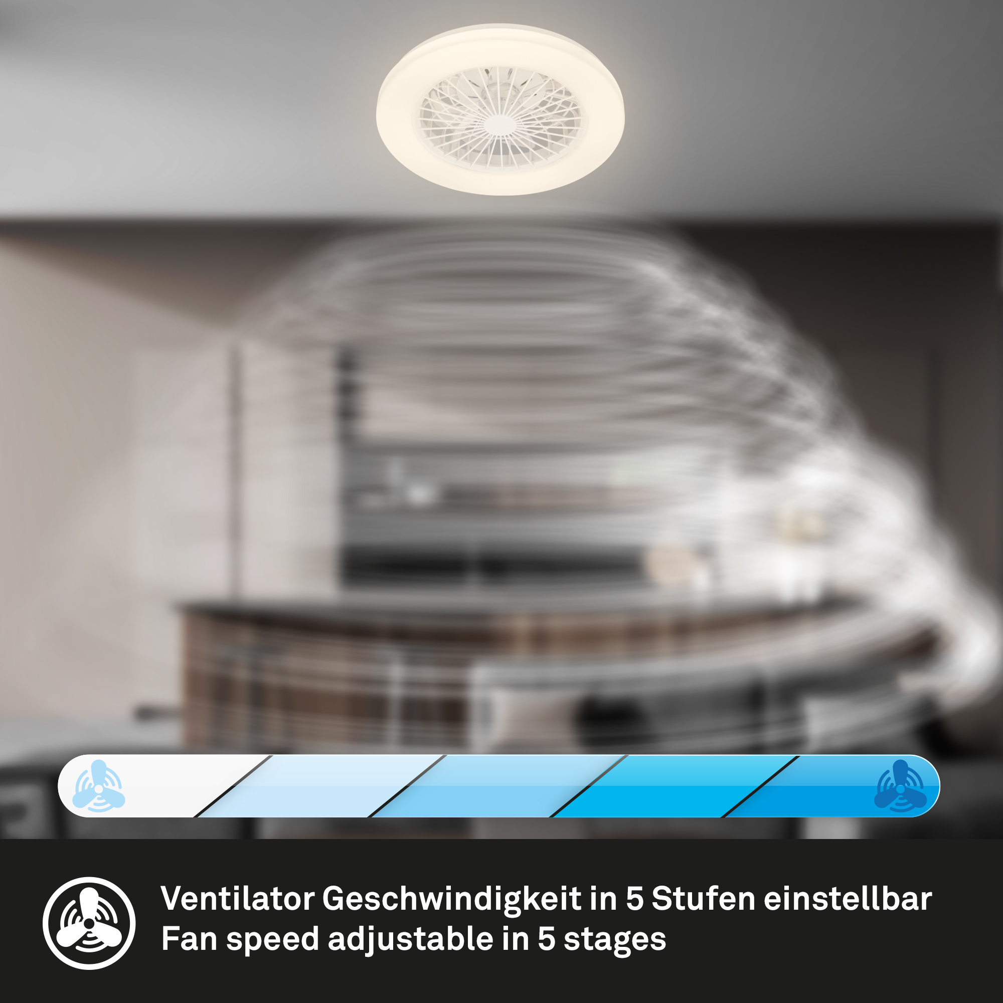 LED-Deckenleuchte mit Ventilator CCT weiß Ø 48,5 cm
