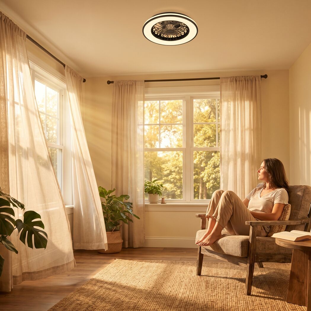 LED-Deckenventilator mit Beleuchtung 'Fanti' dimmbar 5300 lm warmweiß bis tageslichtweiß Ø 48,5 x 14,5 cm