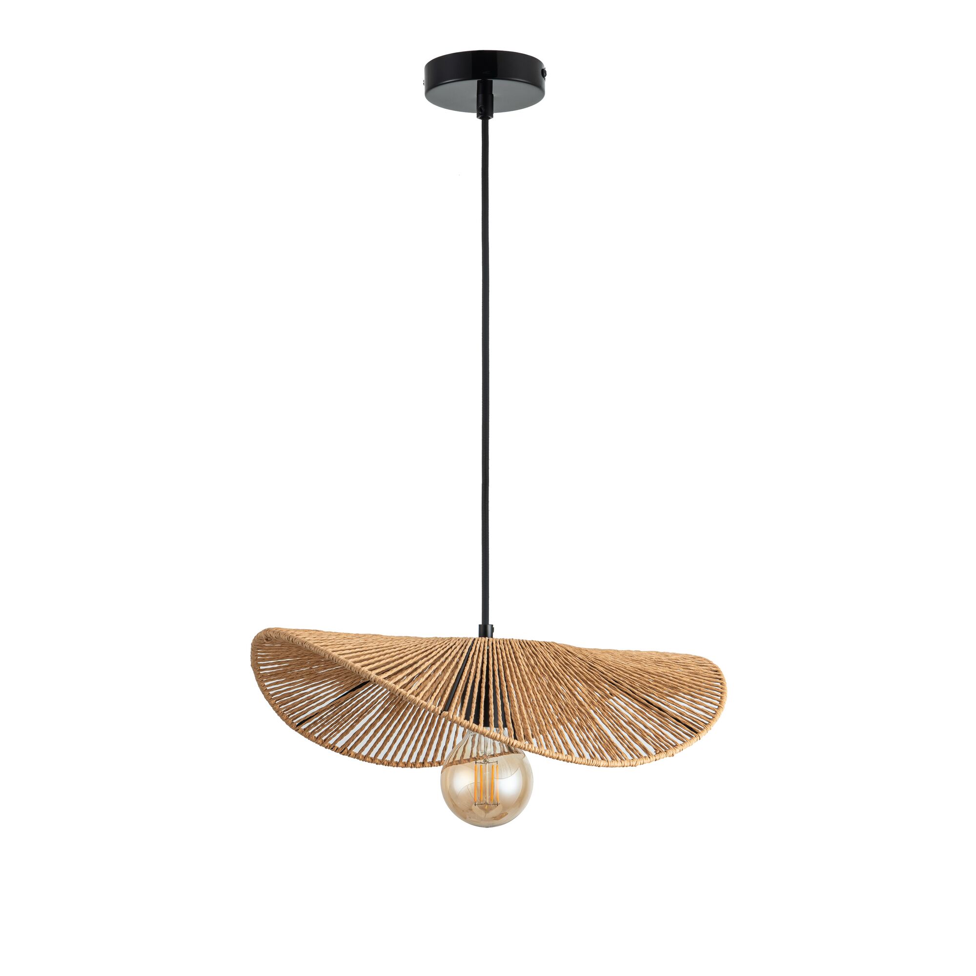 Hängeleuchte mit Lampenschirm aus Bast