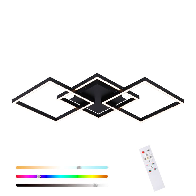 Schwarze geometrische Deckenleuchte mit Farbwechsel