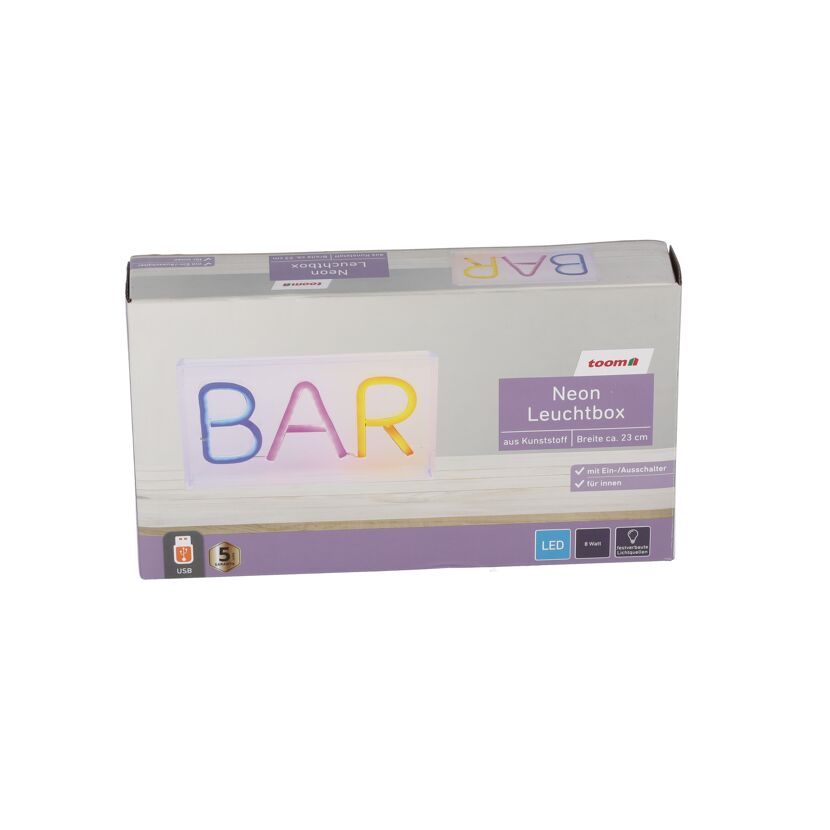 Neon-Leuchtbox "BAR" in Weiß