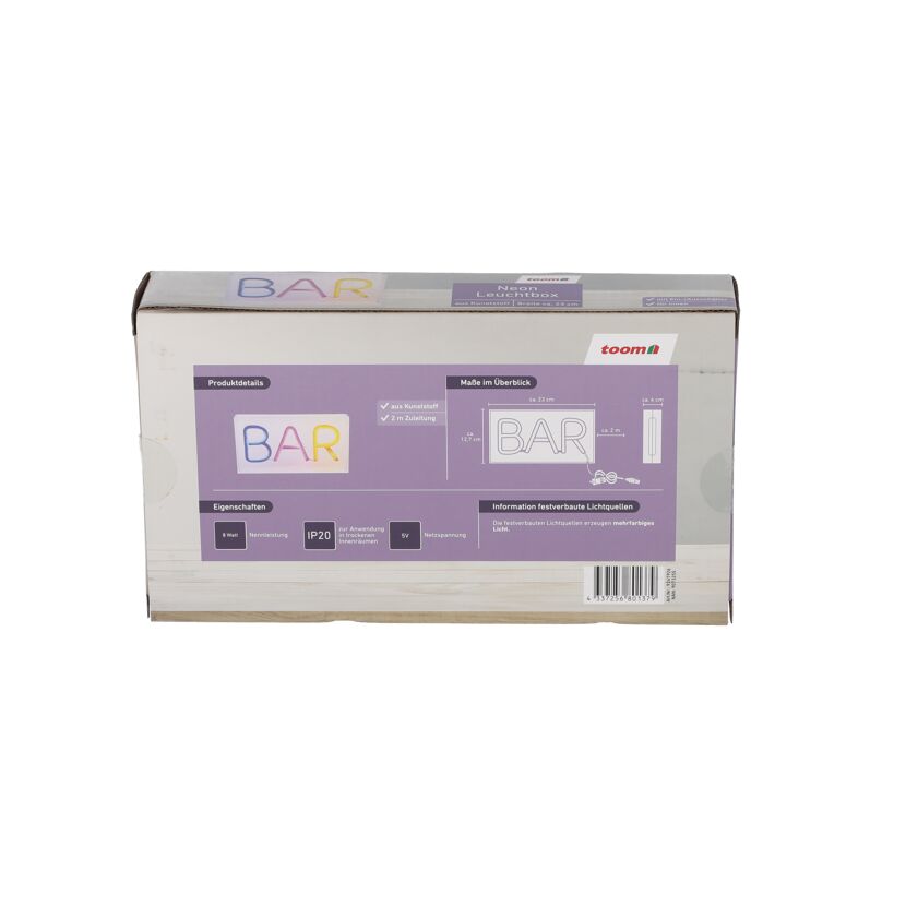 Verpackung Neon-Leuchtkasten Bar