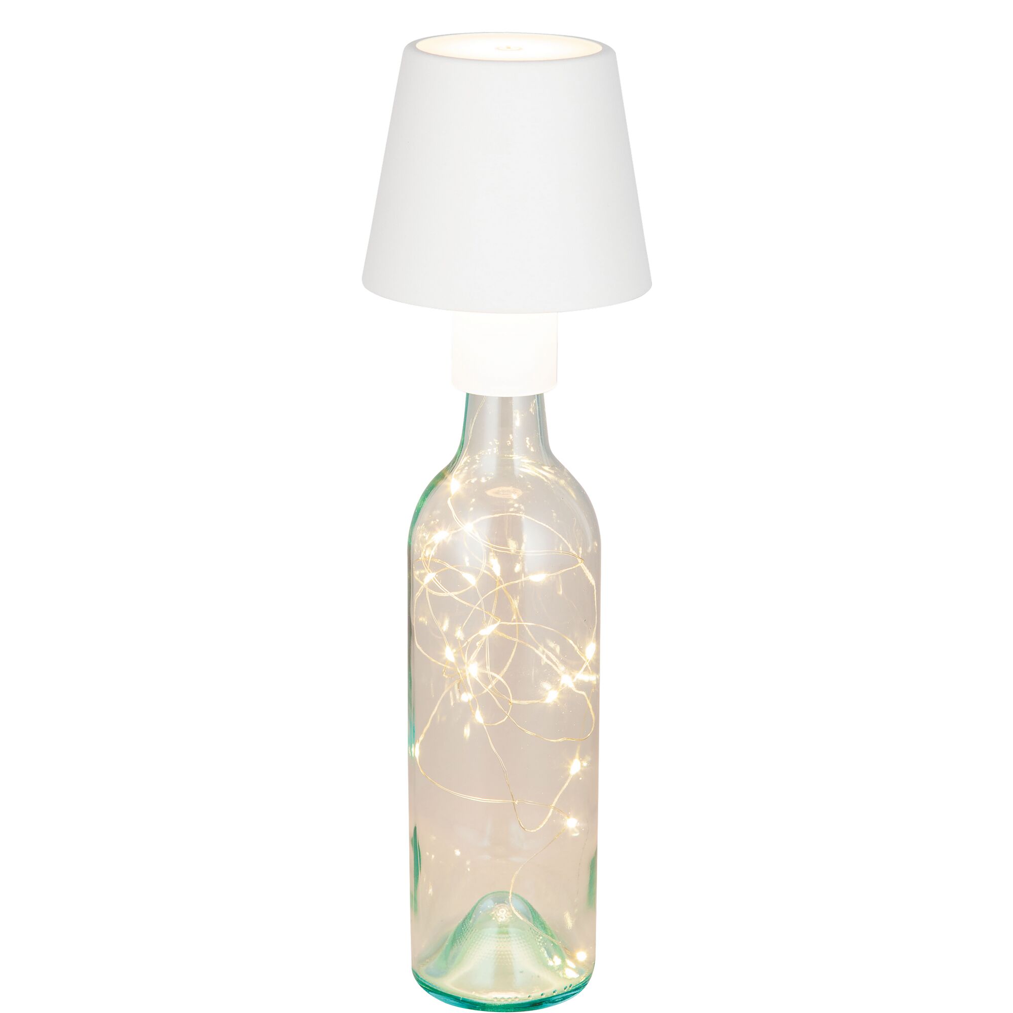 LED Lichterkette in Flasche mit Lampenschirm