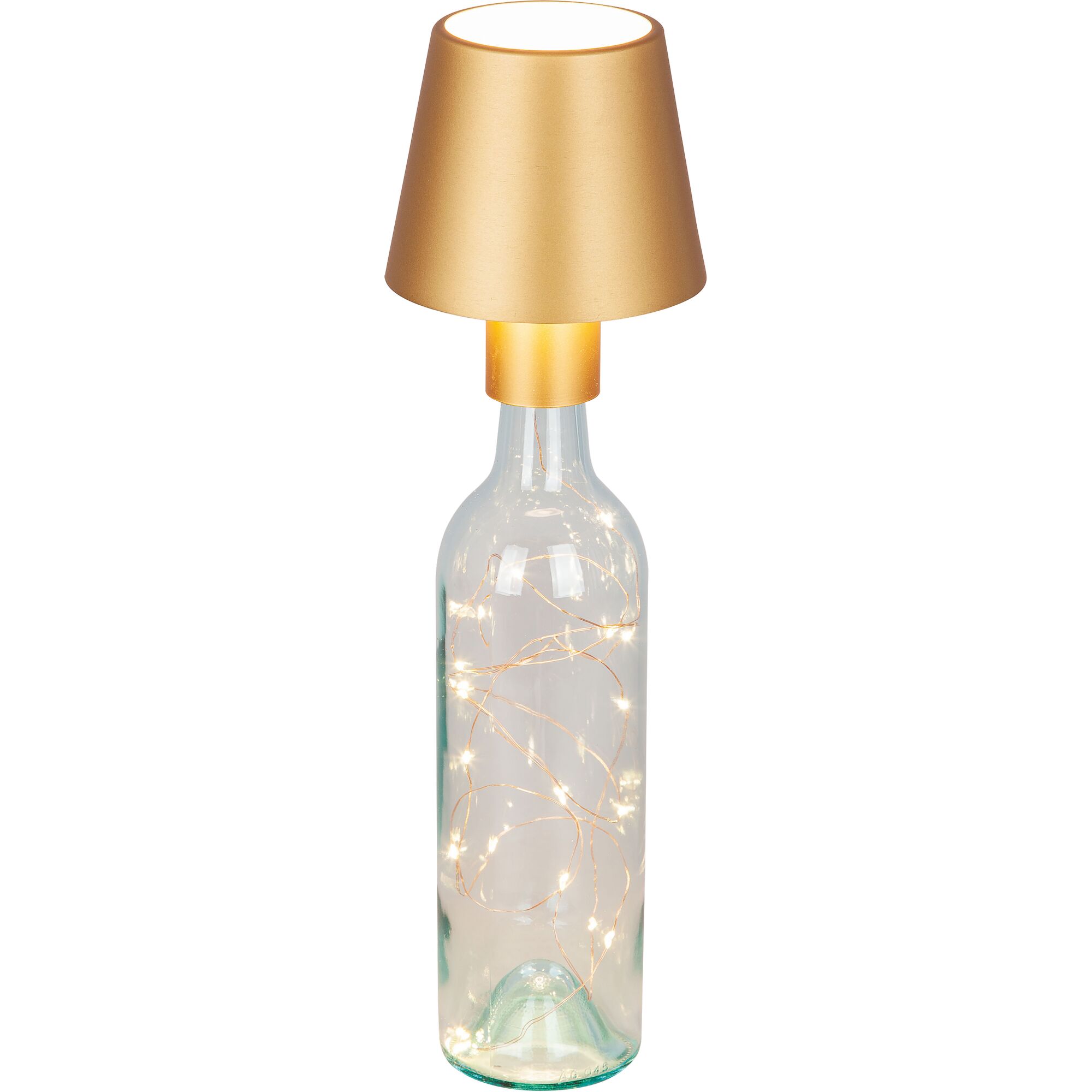 LED-Lichterkette in Flasche mit Lampenschirm