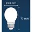 Zeichnung einer LED-Glühbirne mit Maßen