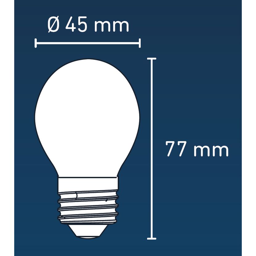 Zeichnung einer LED-Glühbirne mit Maßen