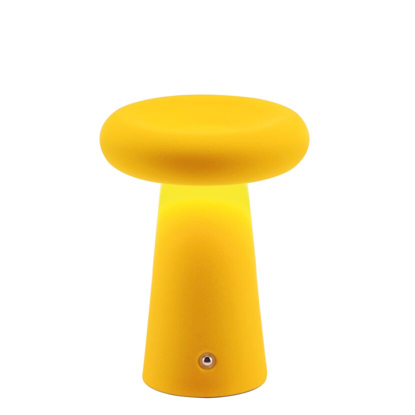 Gelbe Pilzlampe leuchtet.