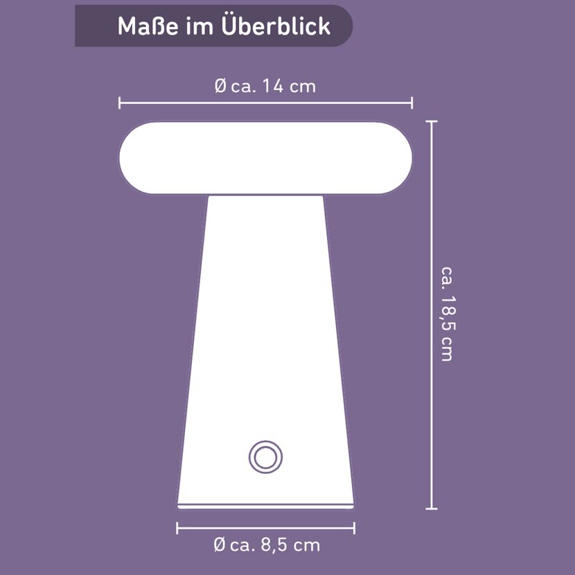 Skizze einer Tischleuchte mit Maßen