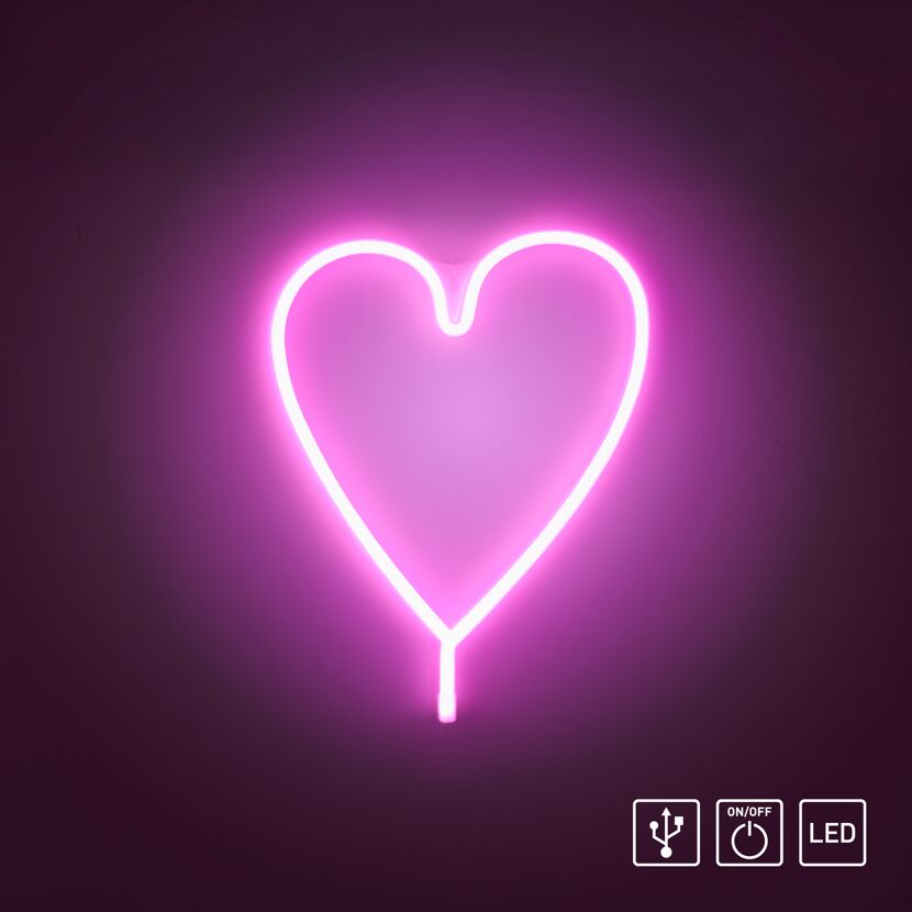 LED-Neon-Bild 'Herz' mehrfarbig 29 x 38 x 2 cm