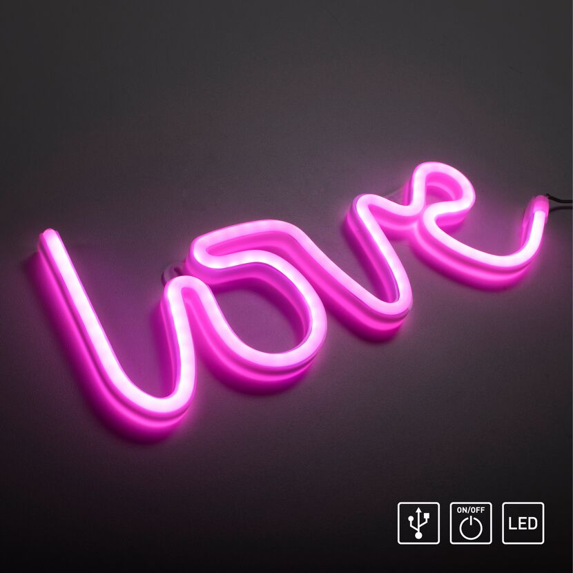 LED-Neon-Bild 'Love' mehrfarbig 34,3 x 12,5 x 2 cm