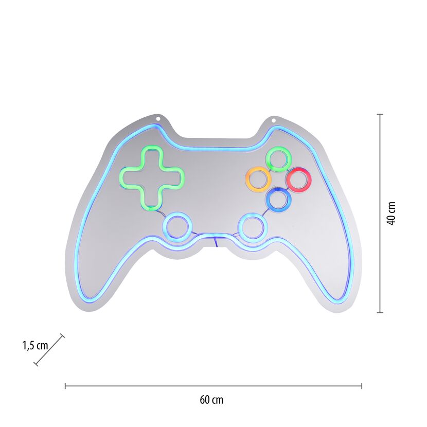 LED-Neon-Bild 'Gamer' mehrfarbig 60 x 40 x 1,5 cm