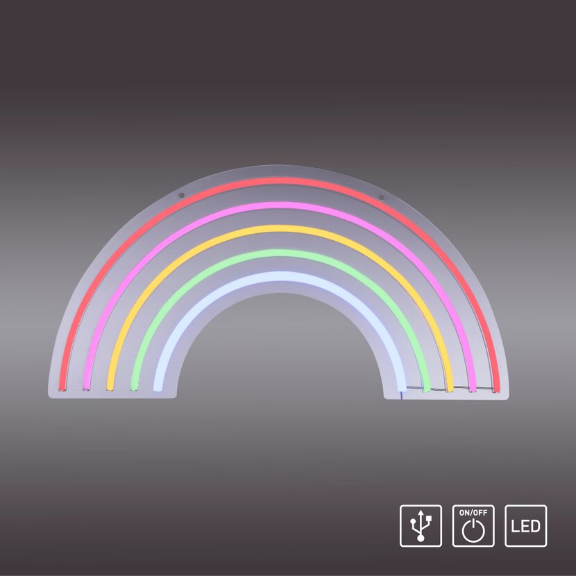 LED-Neon-Bild 'Rainbow' mehrfarbig 63 x 32 x 1,5 cm