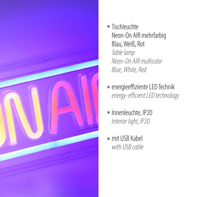 LED-Neon-Bild 'On Air' mehrfarbig 23 x 12,7 x 4 cm