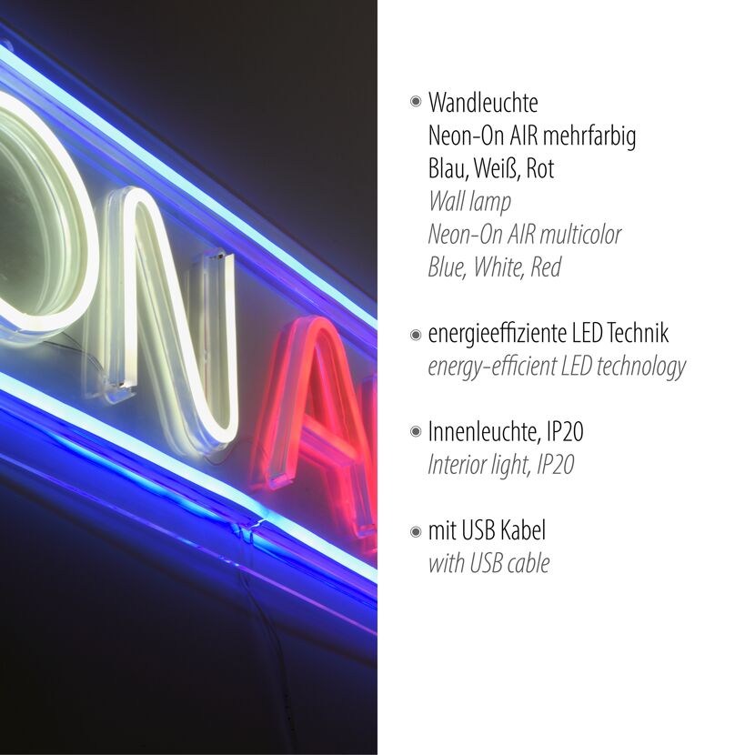 LED-Neon-Bild 'On Air' mehrfarbig 60 x 22 x 1,5 cm