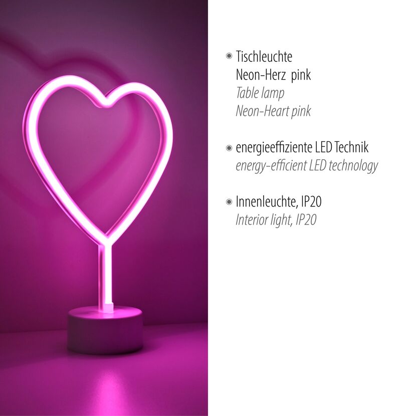 LED-Neon-Bild 'Herz' mehrfarbig 20 x 30 x 8,5 cm