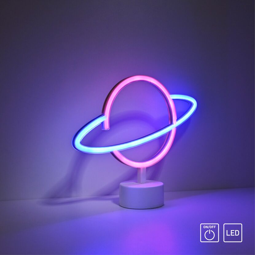 LED-Neon-Bild 'Saturn' mehrfarbig 30 x 24 x 8,5 cm