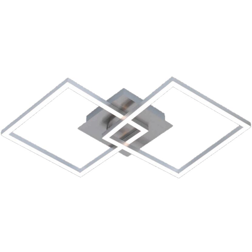 Silberfarbene LED-Deckenleuchte mit zwei Quadraten