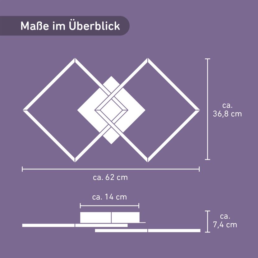 Skizze LED Deckenleuchte mit Maßen