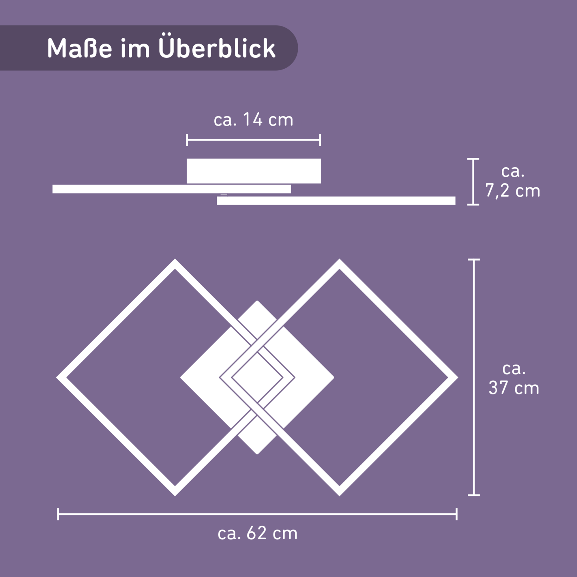 LED-Deckenleuchte 'Pauline' schwarz 62 x 37 x 7,2 cm + product picture