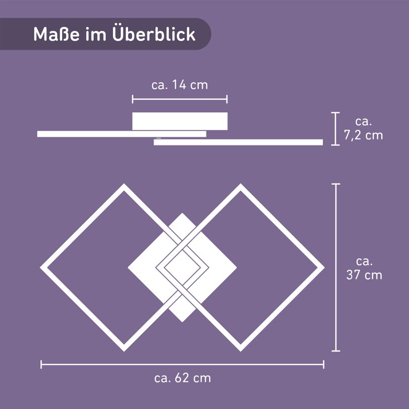 Skizze LED Deckenleuchte mit Maßen