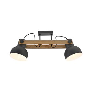 Deckenleuchte 'CUP 2.0' schwarz/holzfarben 61,6 x 26 cm 2-flammig