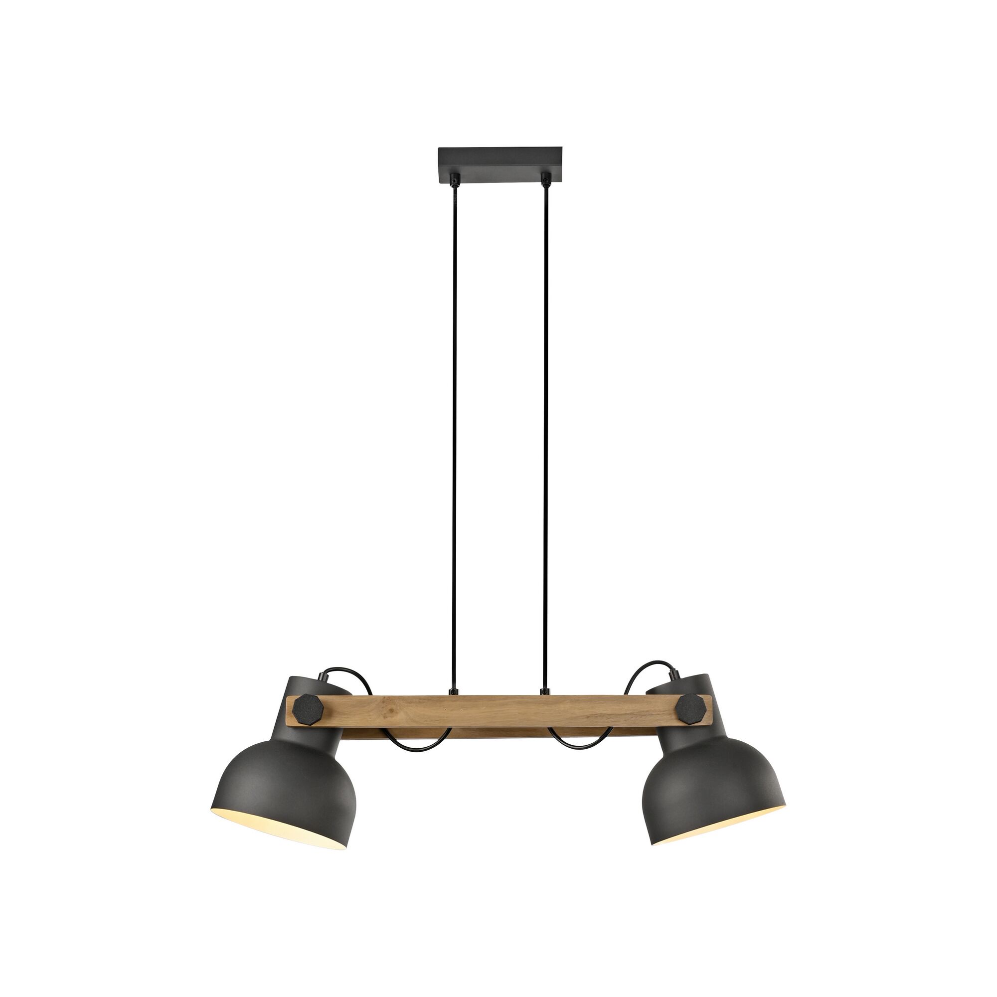 Pendelleuchte mit zwei schwarzen Lampenschirmen