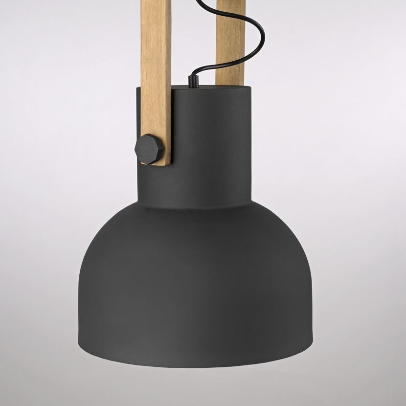 Pendelleuchte 'CUP 2.0' schwarz/holzfarben Ø 30 cm 1-flammig