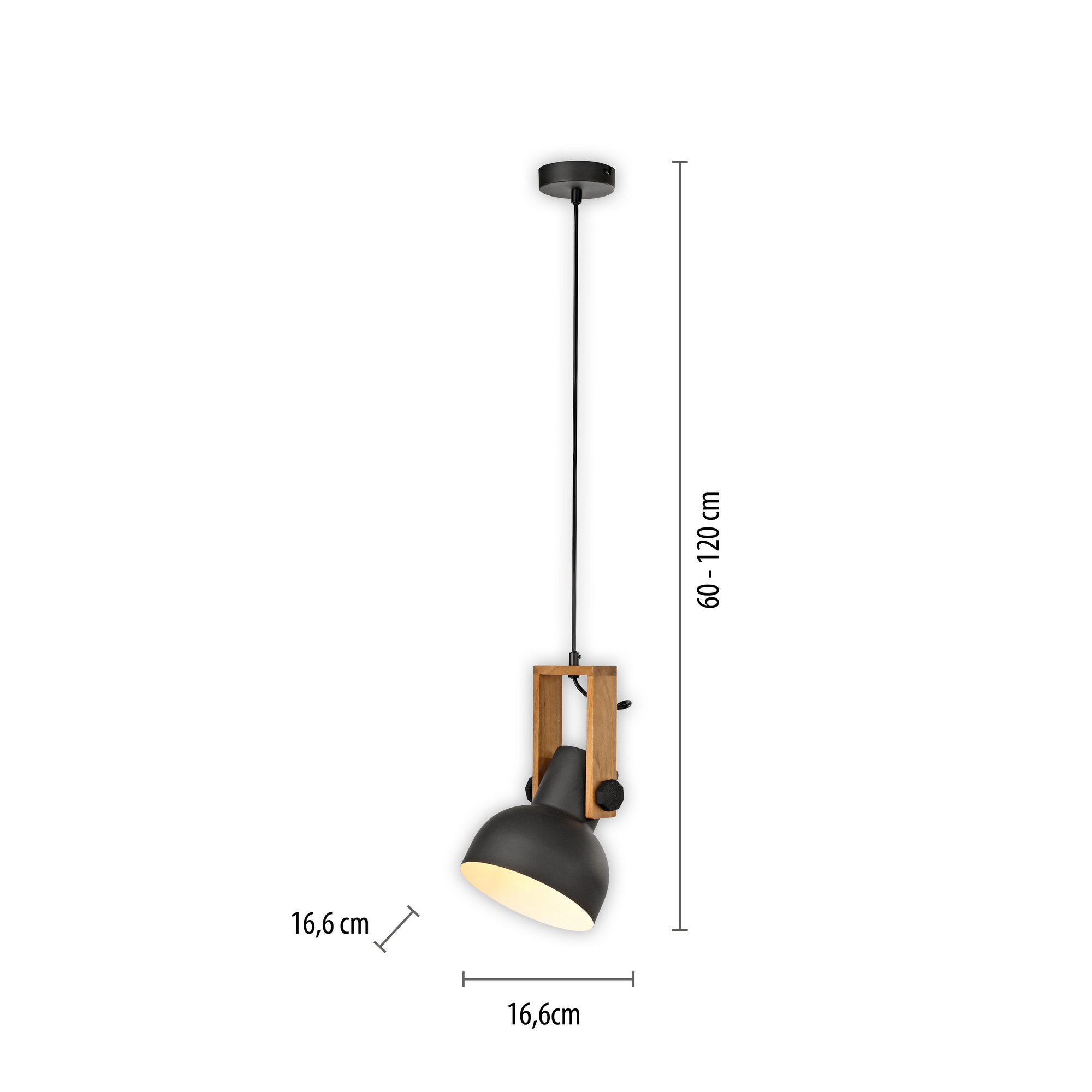 Pendelleuchte 'CUP 2.0' schwarz/holzfarben Ø 16,6 cm 1-flammig + product picture