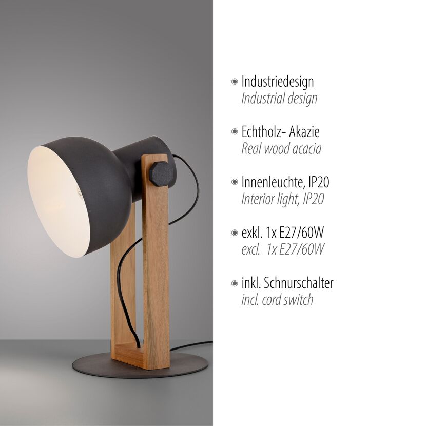 Tischleuchte 'CUP 2.0' schwarz 20 x 34 cm