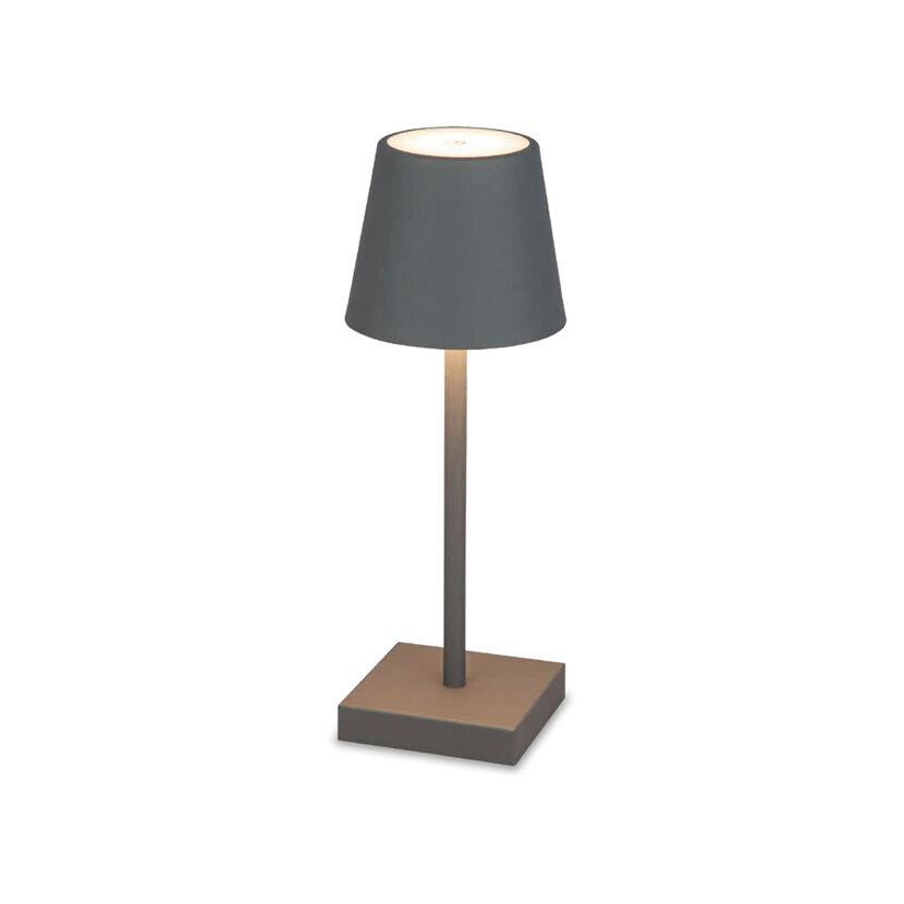 Akku-LED-Tischleuchte 'Lio' grau mit USB-Ladekabel Ø 11 x 30 cm