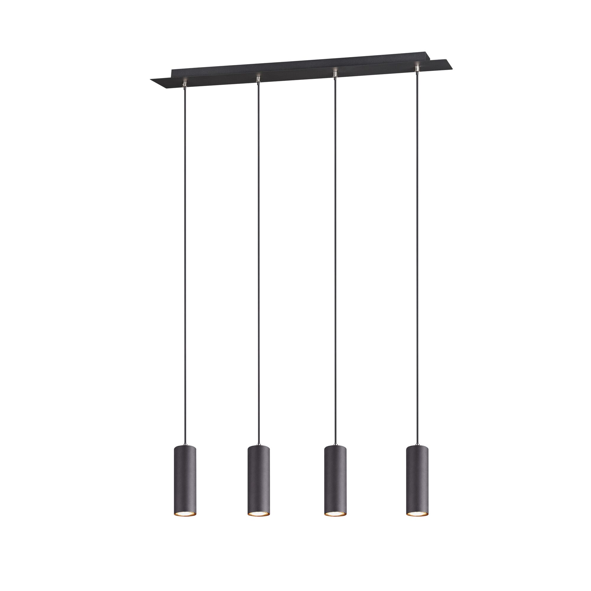 Moderne schwarze Pendelleuchte mit vier Lampen