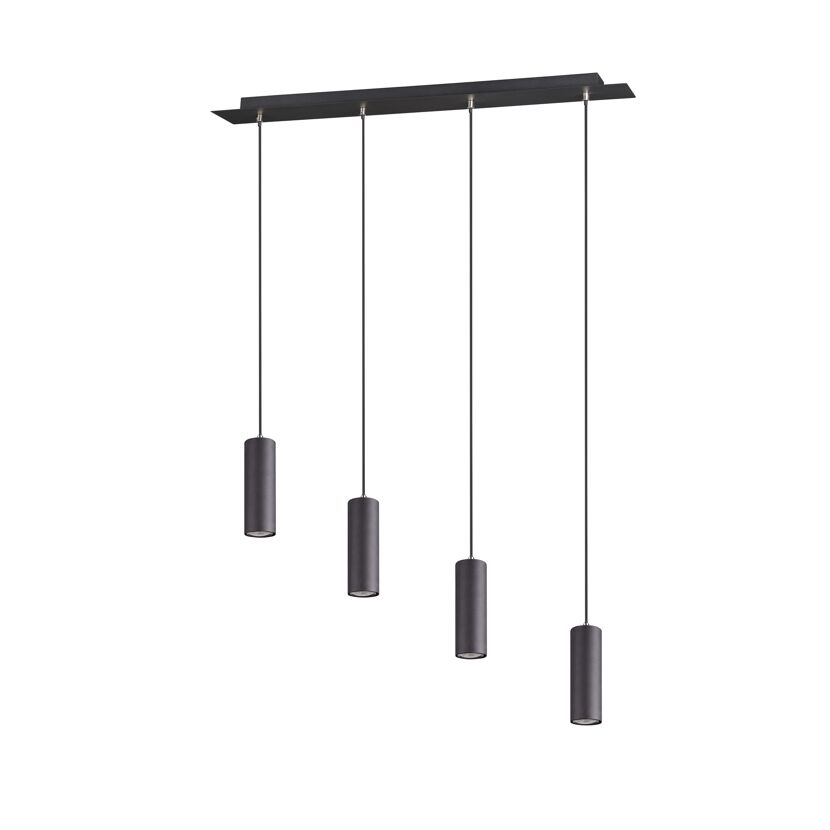 Schwarze Pendelleuchte mit vier Lampen