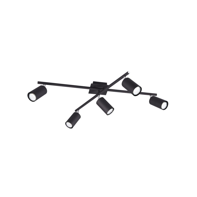 Schwarze Deckenleuchte mit fünf Spots