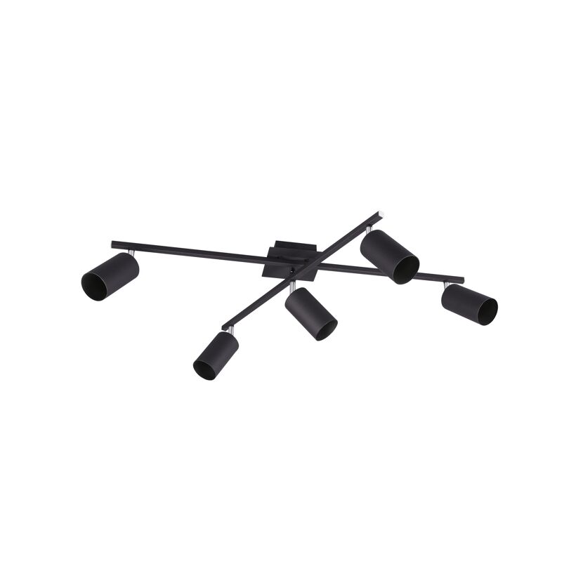 Schwarze Deckenleuchte mit fünf Spots