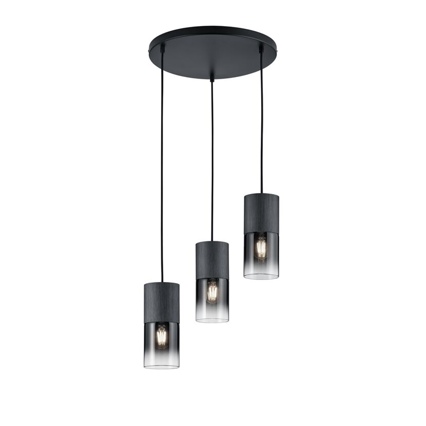 Dreiflammige Hängelampe mit Rauchglas