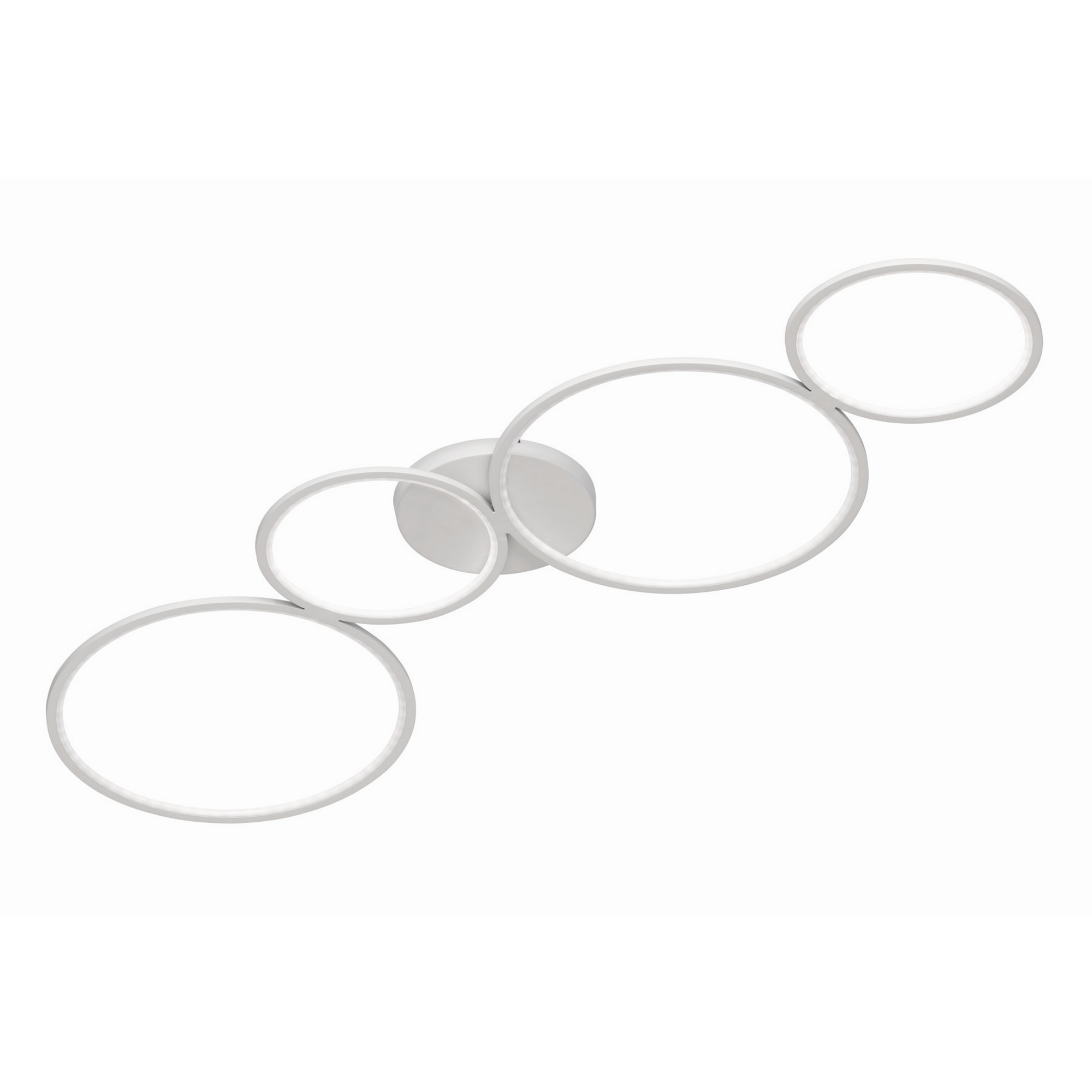 Silberne LED-Deckenleuchte mit vier Ringen