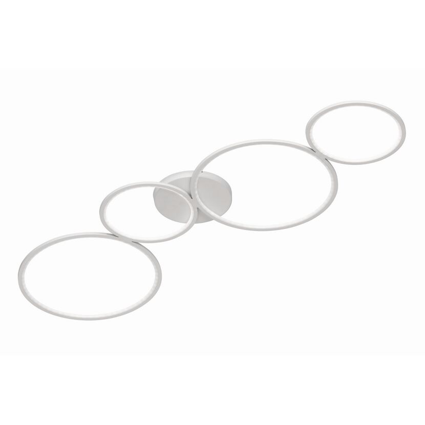 Silberne LED-Deckenleuchte mit vier Ringen