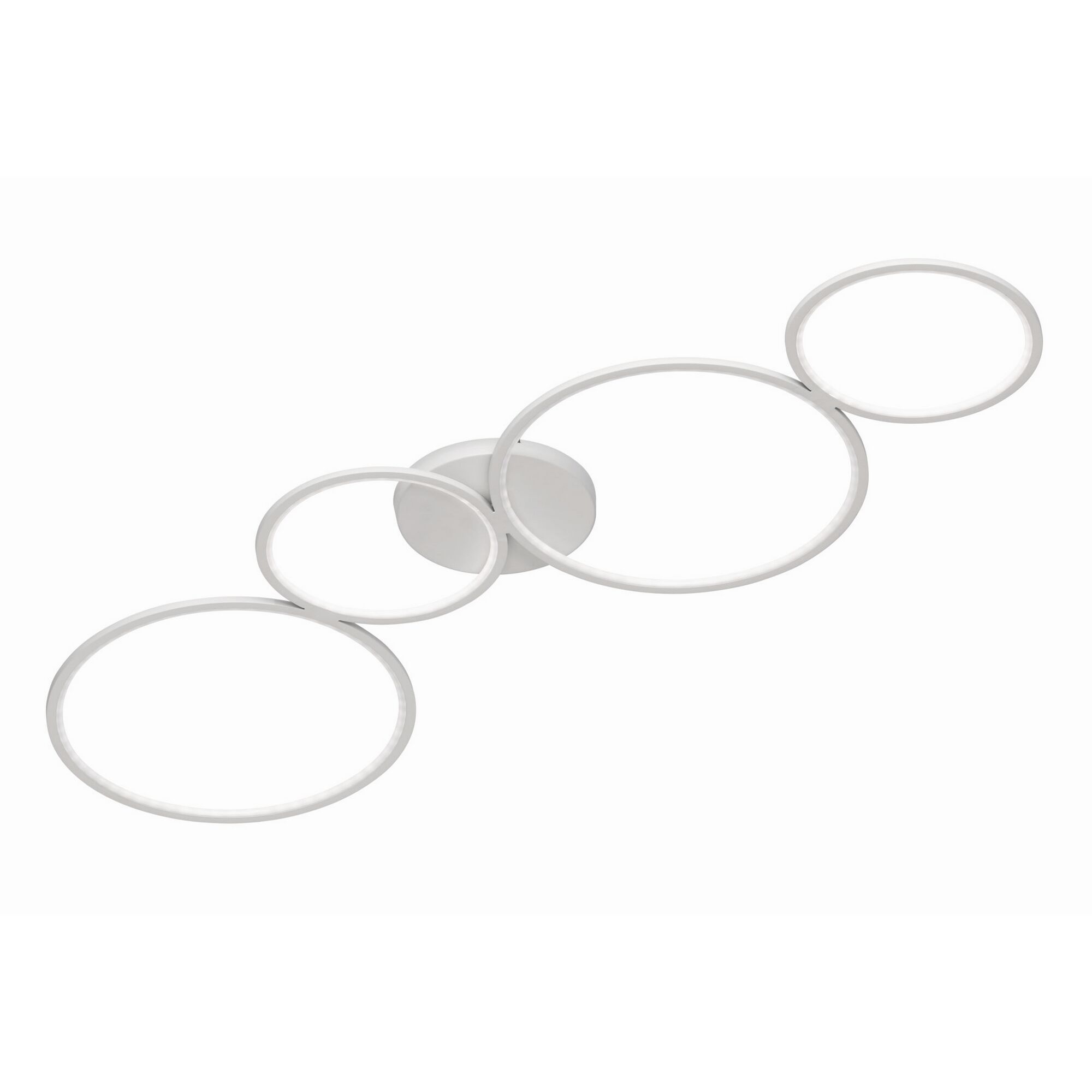 Silberne LED-Deckenleuchte mit vier Ringen