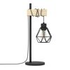 Schwarze Tischlampe mit Holzdetail