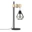 Schwarze Tischlampe mit Holzdetail