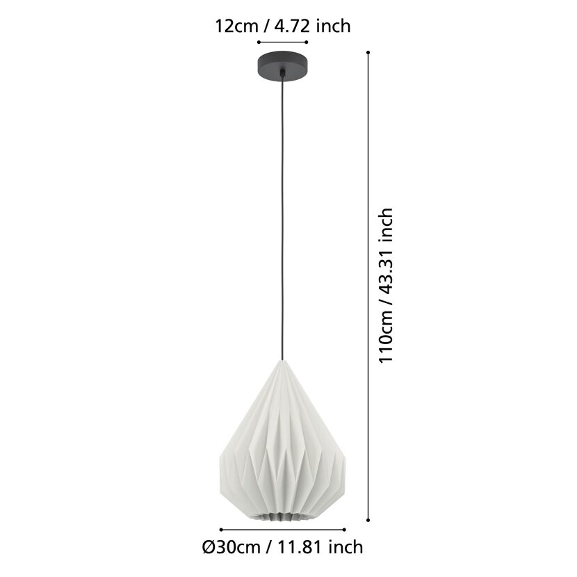 Weiße Pendelleuchte in Diamantform