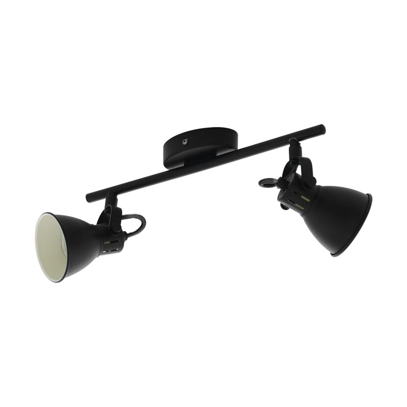 Schwarze Deckenlampe mit zwei Spots